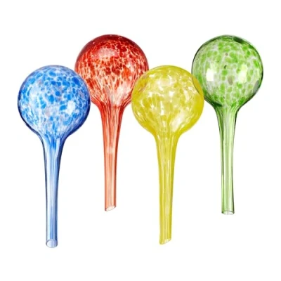 Abbildung von Relaxdays Bewässerungskugeln Glas, 4er Set, HxD: 15 x 6 cm, Gießkugeln für Pflanzen, Bewässerungshelfer Urlaub, bunt
