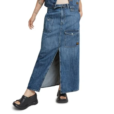 Abbildung von G Star Belted LONG Skirt Jeansrock, Damen, Größe: 26, Faded cliffside blue