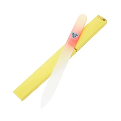 Abbildung von Bona Fide Beauty Tschechische Glasnagelfeile mit Etui, 1 Stück Gold Orange High Grit Fingernagelfeile. Beliebte Geschenke für Frauen, angenehme Kristall Nagelfeile