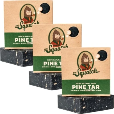 Abbildung von Dr. Squatch Alle natürlichen Seifenstücke für Männer mit schwerem Grit, 3 Pack, Kiefern Teer