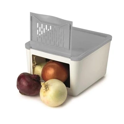 Abbildung von Snips 000776 KARTOFFELBEHÄLTER GEMÜSEBEHÄLTER Weiß und Grau Zwiebel Kartoffel Aufbewahrungsbox 3 kg 25,5 x 20 17,5 cm Made in Italy 0% BPA phthalatfrei, Plastic, kilograms