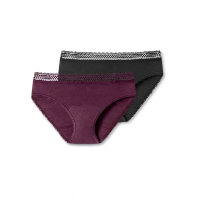 Abbildung von Schiesser Period Panty 2 PACK Slip, Damen, Größe: 34/36, Schwarz, pflaume