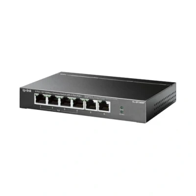 Abbildung von TP Link TL SF1006P 6 Port Fast Ethernet PoE Switch mit 4 PoE+ Ports (67 Watt, geschirmte RJ 45 Ports, 250m Übertragungsabdeckung im Extendmodus, Plug and Play Installation, lüfterlos) Schwarz