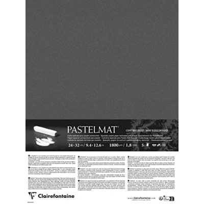 Abbildung von Clairefontaine 796009C Packung mit 5 Bogen Pastelmat kaschiert, DIN A4+, 24x32cm, praktisch und sicher, 360g, Anthrazit, 1 Pack