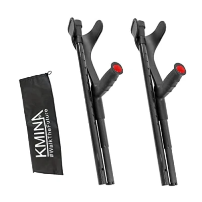 Abbildung von KMINA PRO Carbon Krücken Faltbar (x2 stück), Unterarmgehstützen Schwarz, Gehstützen Faltbar, für Erwachsene, Leichte Gehhilfen, Klappbar Made in Europe