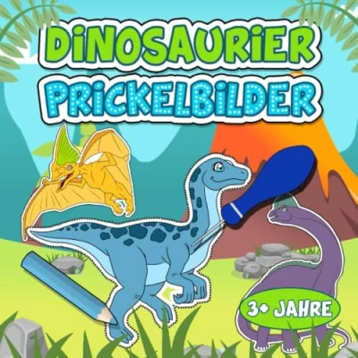 Abbildung von Dinosaurier Prickelbilder: Prickelblock für Jungen und Mädchen Malen, Ausschneiden, Prickeln Bastelbuch ab 3 Jahre kreative Beschäftigung Kinder