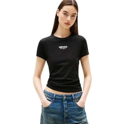 Abbildung von Tommy Jeans SLIM Essential LOGO TEE Tshirt basic, Damen, Größe: 32, Black