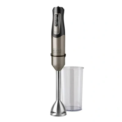 Abbildung von BLACK+DECKER BXHB1000E Stabmixer, 1000W, 20 Geschwindigkeiten, Turbo, Edelstahlklingen, abnehmbarer Edelstahlfuß, Eiszerkleinerer, crushed ice, ergonomisch, Edelstahl