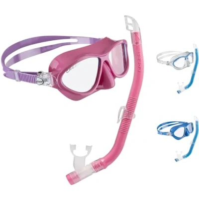 Abbildung von Cressi Moon Kid Combo Set Kombiset Schnorchelmaske + Schnorchel für Kinder, Rosa/Flieder, Einheitsgröße