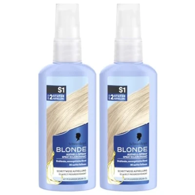 Abbildung von Schwarzkopf blonde Aufheller S1 Stufe 3 (2x 125 ml), Aufhellspray zum Haare aufhellen um bis zu 2 Stufen für eine strahlende, sonnengeküsste Haarfarbe, Formel mit Argan Öl