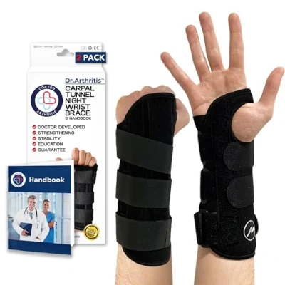 Abbildung von Dr. Arthritis Von Ärzten Entworfen, Verstellbare Handgelenkstütze/Handgelenk Schiene, Sehnenscheidenentzündung/Karpaltunnel Stützende Nacht Armschiene &amp; Handgelenkbandage [Rechts + Links]