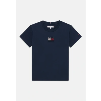 Abbildung von Tommy Hilfiger Rhine Stone FLAG TEE Tshirt print für Kinder, Größe: 92, Dark night navy