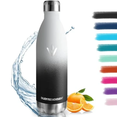 Abbildung von Edelstahl Trinkflasche, 1L Thermosflasche, BPA Frei, Trinkflasche Sport, Auslaufsicher Wasserflasche, Kohlensäure Geeignet, Flasche, Thermoskanne für Fitness, Fahrrad, Camping
