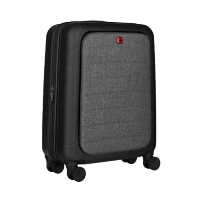 Abbildung von WENGER Syntry Handgepäck Trolley, Notebook bis 14 Zoll, Tablet 10 36 (44) l, Hartschale, Damen Herren, Business Reisen Urlaub, Schwarz/Graumeliert, 610163