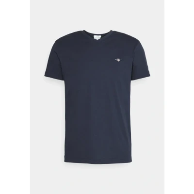 Abbildung von GANT SLIM Shield Vneck Tshirt basic, Herren, Größe: 4XL, Evening blue