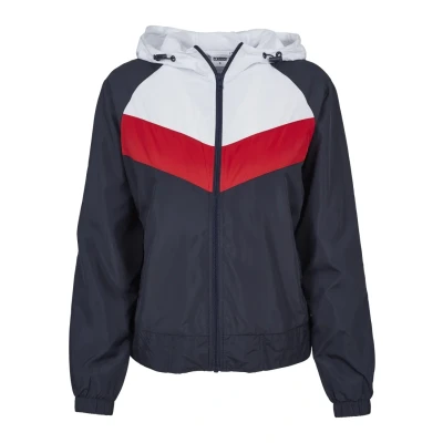 Abbildung von Urban Classics Three TONE Windbreaker, Damen, Größe: XS, Navy/white/fire red