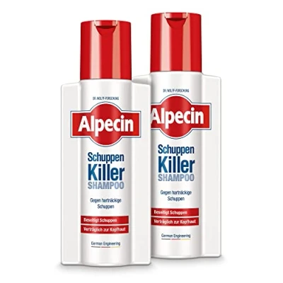 Abbildung von Alpecin Schuppen Killer Shampoo, 2 x 250 ml Anti Shampoo für Männer Dandruff Killt und beugt vor, geeignet bei fettigen Schonend zur Kopfhaut