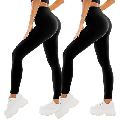 Abbildung von SINOPHANT Leggings Damen High Waist Blickdicht Leggins mit Bauchkontrolle für Sport Yoga Gym(1 Schwarz,L XL)