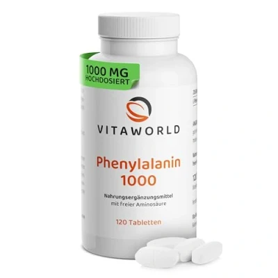 Abbildung von vitaworld Phenylalanin 1000 mg, Hochdosiert mit mg pro Tablette, Vegan, 120 Tabletten