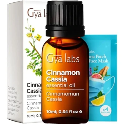 Abbildung von Gya Labs Ätherisches Zimtöl für Diffusor Haut, Aromatherapie &amp; Kerzenherstellung Cassiaöl Haare, DIY Rezepte Körperpflege Holziger, würziger Duft 100% natürlich (10ml)