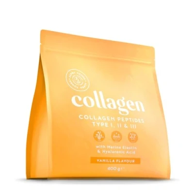 Abbildung von Collagen Pulver [400g] Premium Kollagen Hydrolysat Peptide Typ 1, 2 &amp; 3 Hochdosiert Kollagenpulver mit Hyaluronsäure und Elastin Vanillegeschmack in Deutschland hergestellt Alpha Foods