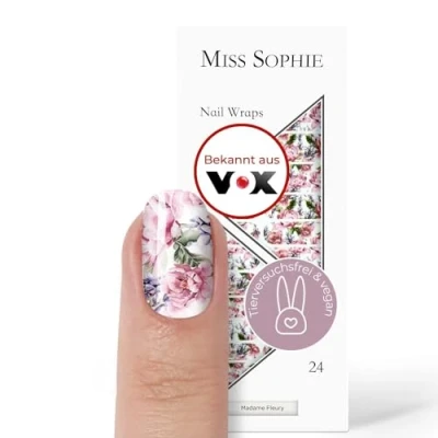 Abbildung von Original Miss Sophie Nagelfolien Madame Fleury I 24 ultra dünne Nagellack Streifen mit Blumenmuster Für Finger &amp; Fußnägel Hält auf Natur sowie lackierten, Acryl , Gel Shellac Nägeln