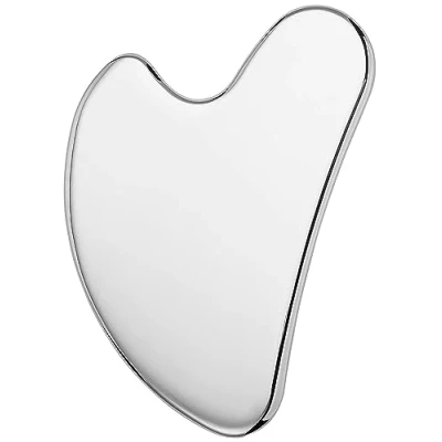 Abbildung von Gua Sha Edelstahl Facial Lifting Tool, Konturiert &amp; definiert Gesichtszüge, Mit Samtbeutel E BOOK für Face Yoga, Premium Stainless Steel