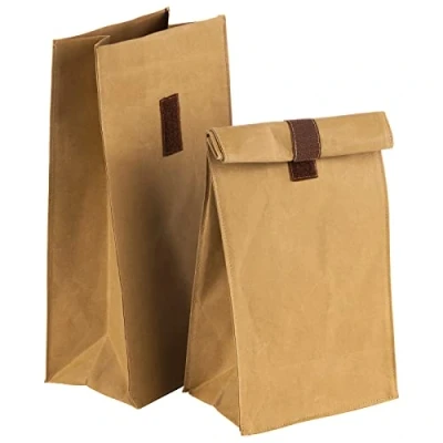 Abbildung von APS Lunchbag/Lunchtüte, 2er Set 16 x 10 cm, H: 32 cm 70% Naturfaser, 30% Kunstharz beige mit Klettverschluss