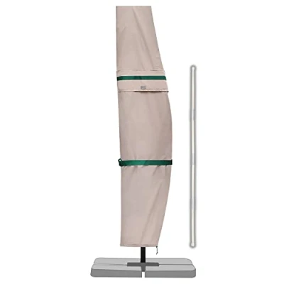 Abbildung von Sekey Ampelschirm / Sonnenschirm Schutzhülle mit Stab, Abdeckhauben für Gartenschirm Belüftungsöffnungen, Abdeckung Kurbelschirm Balkonschirm, 100% Polyester, wasserdicht, Khaki