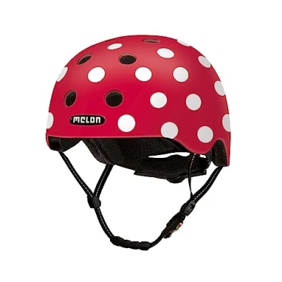 Abbildung von Melon Fahrradhelm »Dotty White« für Damen, Herren und Kinder Leichter &amp; sicherer urbaner Cityhelm mit Magnetverschluss, individuell anpassbar in rot, weiß Größe M L (5258cm)