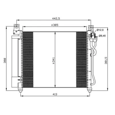 Abbildung von NRF EASY FIT 35888 Klimakondensator mit Trockner, Dichtring 12,9 8,5 Aluminium 385 KIA: Picanto I