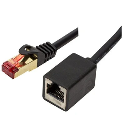 Abbildung von BIGtec Premium 1,5m Patchkabel Verlängerung LAN Kabel Gigabit Ethernet schwarz vergoldet RJ45 Kupplung Adapter Stecker Buchse Netzwerkkabel kompatibel mit CAT.7 CAT.6 CAT.6a CAT.5 CAT.5e