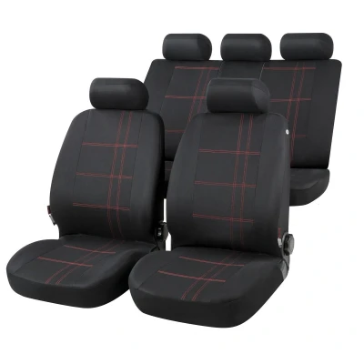 Abbildung von WALSER Nashville 13425 Sitzschonbezug schwarz, Rot Polyester vorne und hinten VOLKSWAGEN: Golf 4, AUDI: A6 C6 Avant, SKODA: Fabia 1 Combi