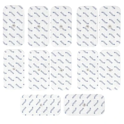 Abbildung von 12er Set Elektroden 10x5 cm kompatibel mit TENS EMS Geräten von Sanitas (wie SEM 40,41) &amp; Beurer EM Druckknopf Wiederverwendbare Klebeelektroden Pads Zert. Medizinprodukt axion