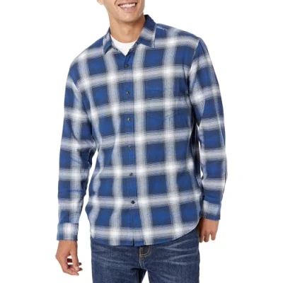 Abbildung von Amazon Essentials Herren Langarmhemd aus Flanell (in Übergröße erhältlich), Blau Weiß Großes Karo, M