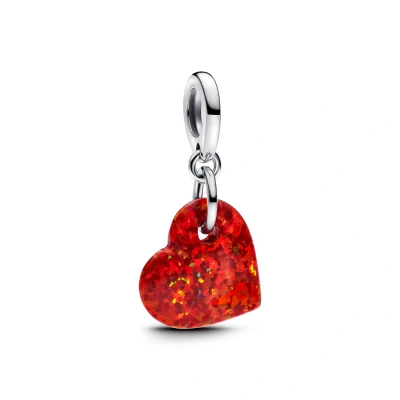 Abbildung von Pandora Moments Schillerndes Rotes Herz Charm Anhänger aus Sterling Silber mit synthetischer Opal, Kompatibel und ME Armbänder, 793348C01