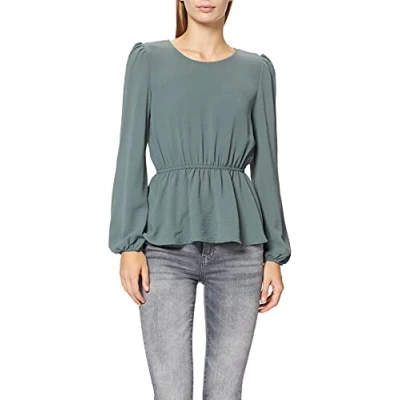 Abbildung von ONLY Damen ONLMETTE DAR L/S O Neck TOP NOOS WVN T Shirt, Balsam Green, S