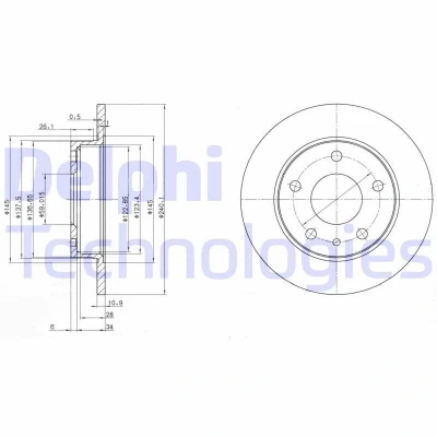 Abbildung von DELPHI BG2914 Bremsscheibe 240 11 5 voll geölt unbehandelt ohne Radlager, ABS Sensorring ALFA ROMEO: Spider, GTV