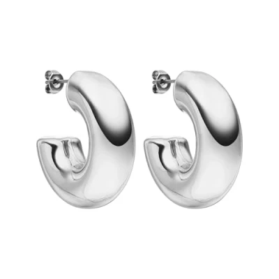 Abbildung von PURELEI® Stellar Glow Creole Ohrringe (Silber) Damenohrringe aus langlebigem Edelstahl Wasserfeste Damen 3,1 cm Durchmesser Modeschmuck für deinen individuellen Look