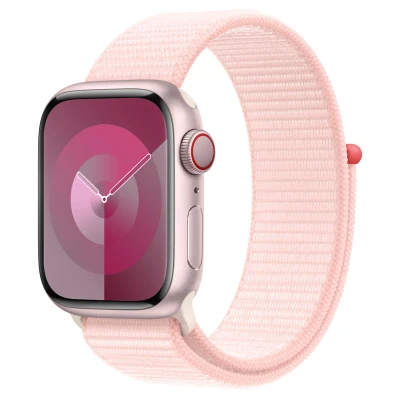 Abbildung von Apple Watch Armband Original Stoff Rosa Geeignet für Series 1 9 / SE