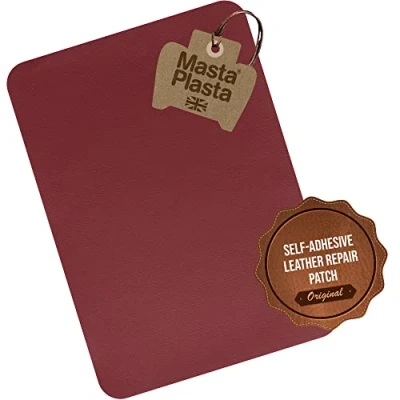 Abbildung von MastaPlasta Sofortig Leder Reparaturflicken, selbstklebend Rot XL: 28 x 20 cm. Erste Hilfe für Sofas, Autositze. Reparieren Sie Löcher, Risse, Verbrennungen, Flecken…