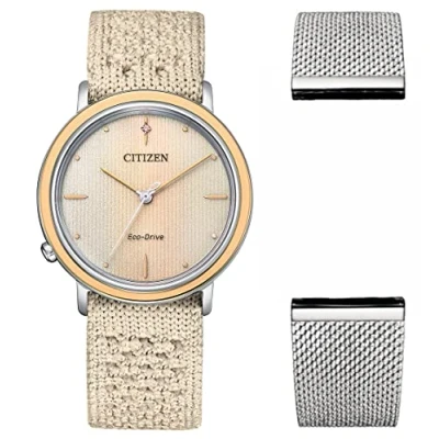 Abbildung von Citizen Damen Analog Quarz Uhr mit Nylon Armband EM1006 40A