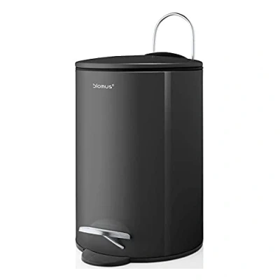 Abbildung von blomus TUBO Treteimer aus pulverbeschichtetem Stahl, Anthrazit, 3L Fassungsvermögen, Smart Close System, entnehmbarer Eimer, exklusives Badaccessoire (H / B T: 24,5 x 17 cm, 68888)