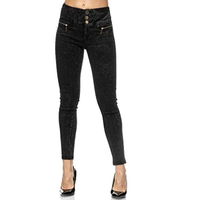 Abbildung von Elara Damen Jeans High Waist Slim Fit Chunkyrayan JS710 18 Grau 42 (XL)