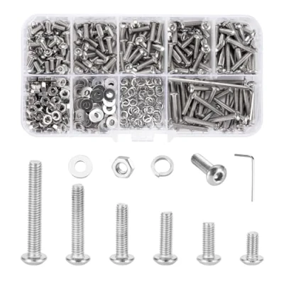 Abbildung von 500 Stück M3 Schrauben und Muttern set, Sechskantschrauben Edelstahl M3x6 M3x8 M3x10 M3x12 M3x16 M3x20 mit Sechskantschlüssel