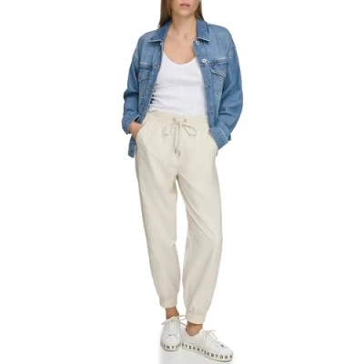 Abbildung von DKNY Women&#039;s Pull On Tie Waist Side Stripe Trousers, Light City Khaki, Large