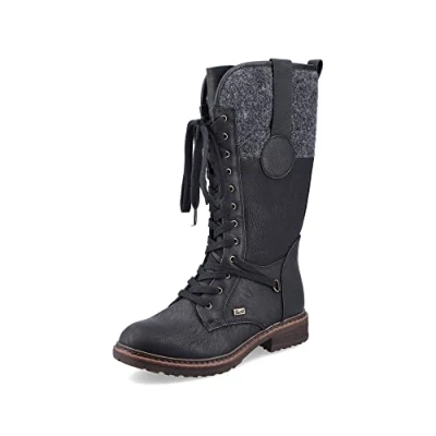 Abbildung von Rieker Damen Winterstiefel 94730, Frauen Stiefel, wasserabweisend, riekerTEX,uebergangsschuhe,Winterboots,schnürstiefel,schwarz (00),41 EU / 7.5 UK