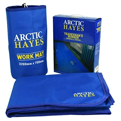 Abbildung von Arctic Hayes ARCWM4 Klempner Arbeitsmatte, rutschfeste, wasserdichte und chemikalienbeständige Bodenschutzmatte (3200 x 700 mm), für den Innen Außenbereich geeignet