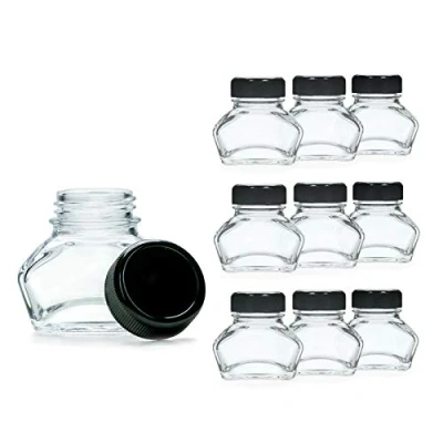 Abbildung von Octopus 10x Tintenglas, Tintenfässchen, Schmuckglas mit schwarzem Schraubverschluss, Volumen 30ml, Ø Gewinde 30mm