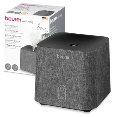 Abbildung von Beurer LA 35 Aroma Diffuser, zur Raumbeduftung für Räume bis 20 m², mikrofeine Zerstäubung mit Ultraschall, LED Licht, geräuscharm und energiesparend, Abschaltautomatik
